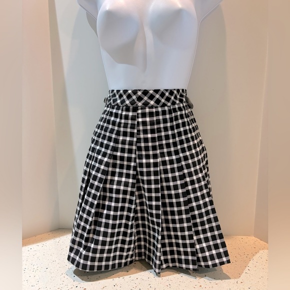 Divided H&M Pleated A-Line Skirt Black White Check Plaid - Picture 1 of 5